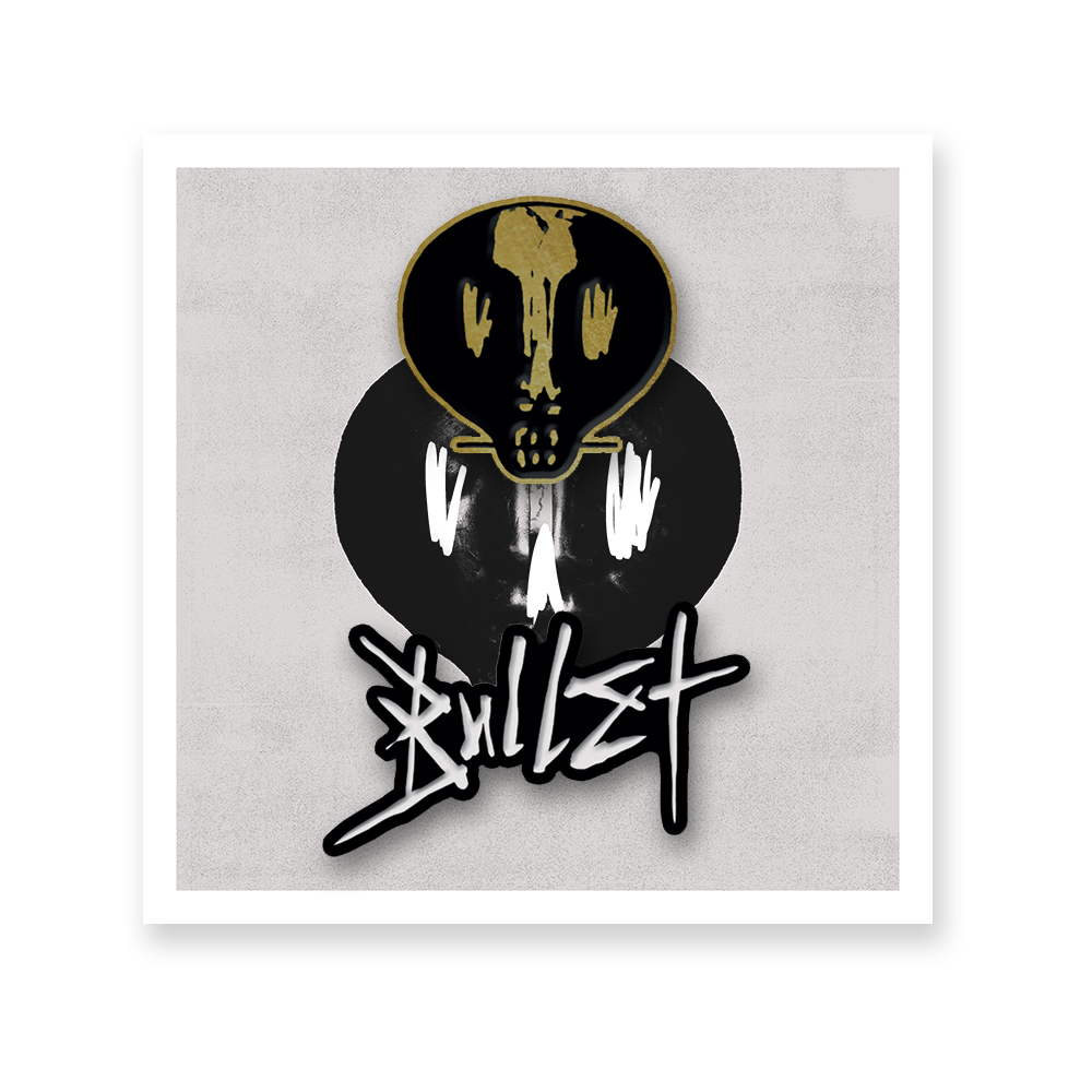 Bulllet skull Enamel pin set on backing card