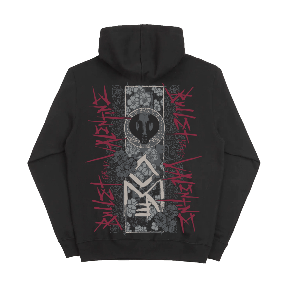 Bullet Floral Skull Black Hoodie