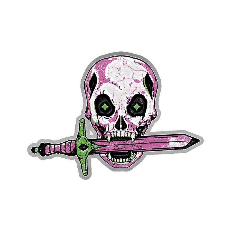 Pink Bullet for My Valentine Sword And Skull Enamel Pin Badge
